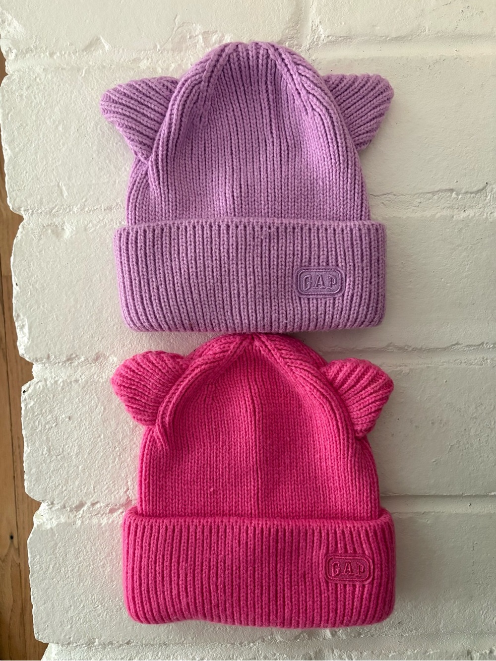 GAP Kids Cat-Ear Beanies in Lavender & Pink